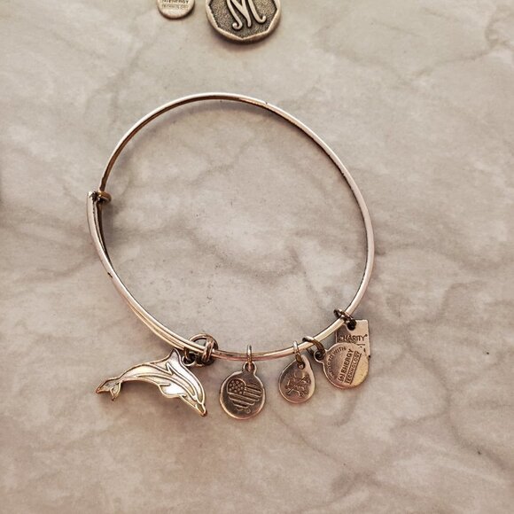 📣 LOT OF 4 Dolphin Path of Life Heart Initial Expandable Adjustable Bangles 📣 - Picture 4 of 11